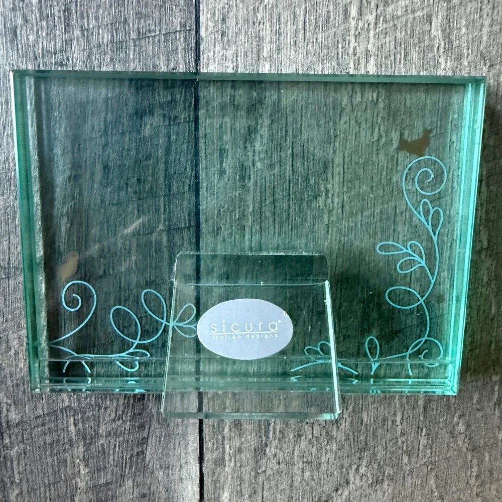 Sicura Italian Designs Glass Picture Frame Green Bird Scrollwork 4x6 Landscape